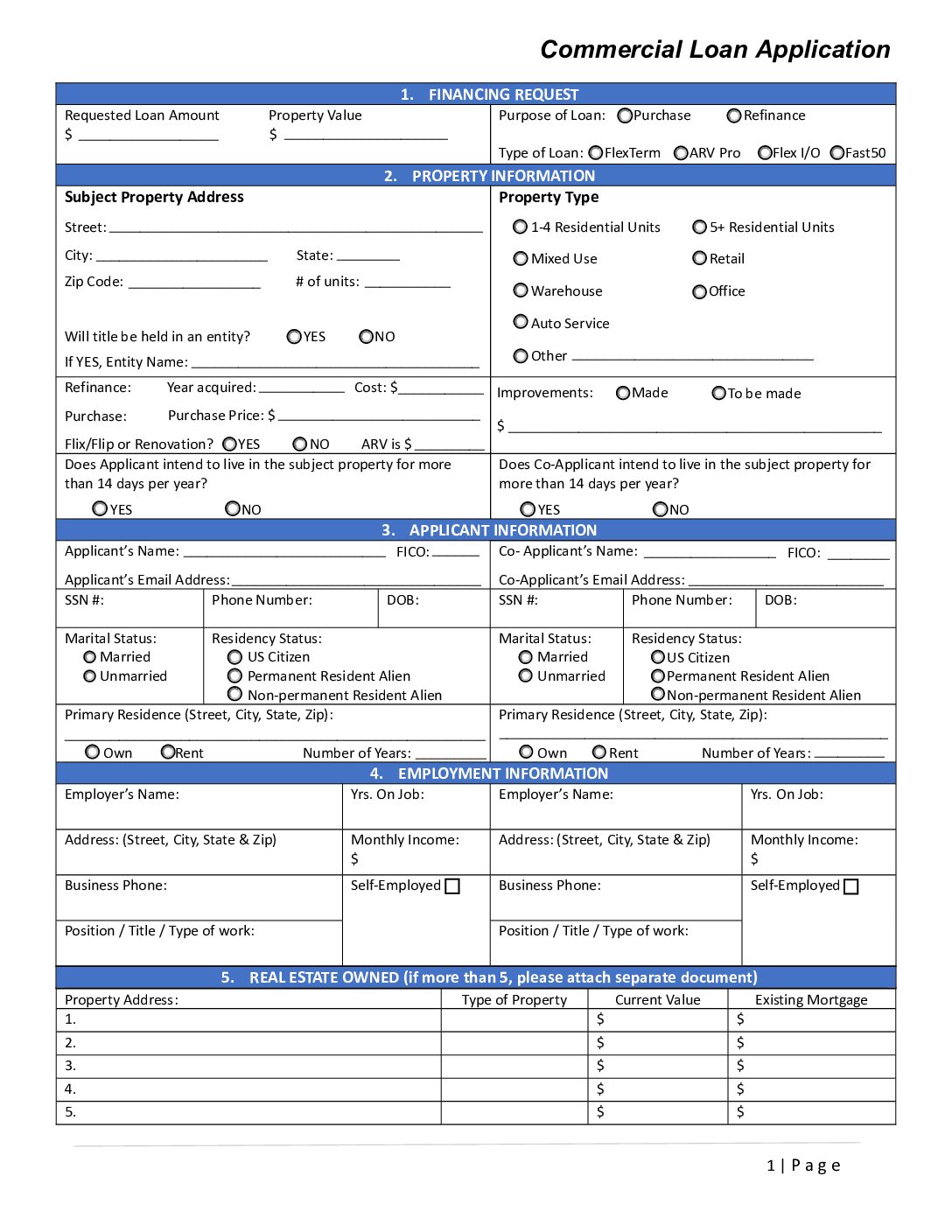 MCB Capital's Investor Loan Application